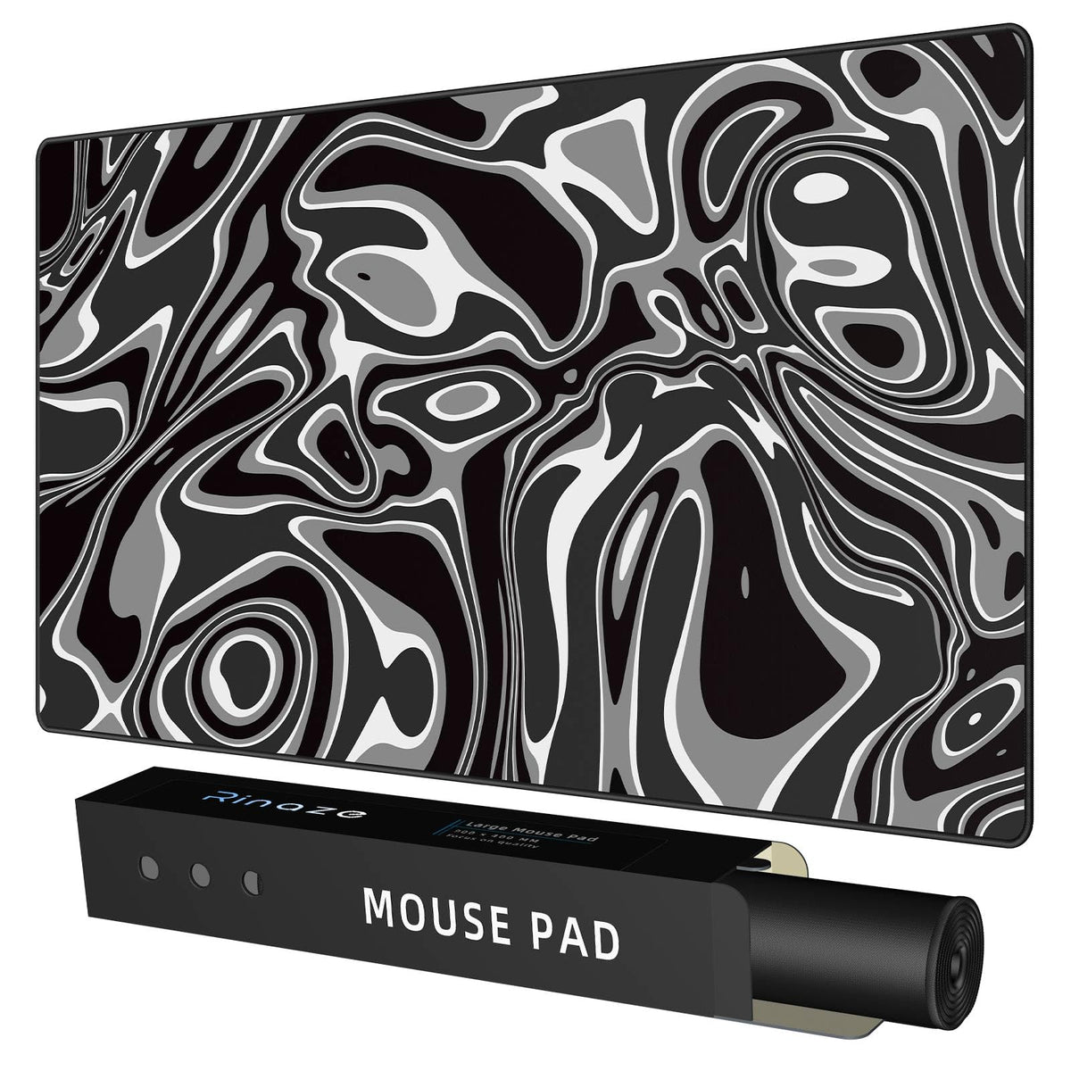 Rinaze Extra Large Gaming Mouse Pad with Black Topographic, XXL Mousepad, Big Mouse Mat Desk Pad, Non Slip Keyboard Pad for Gaming Computer Laptop PC Office Desk Accessories