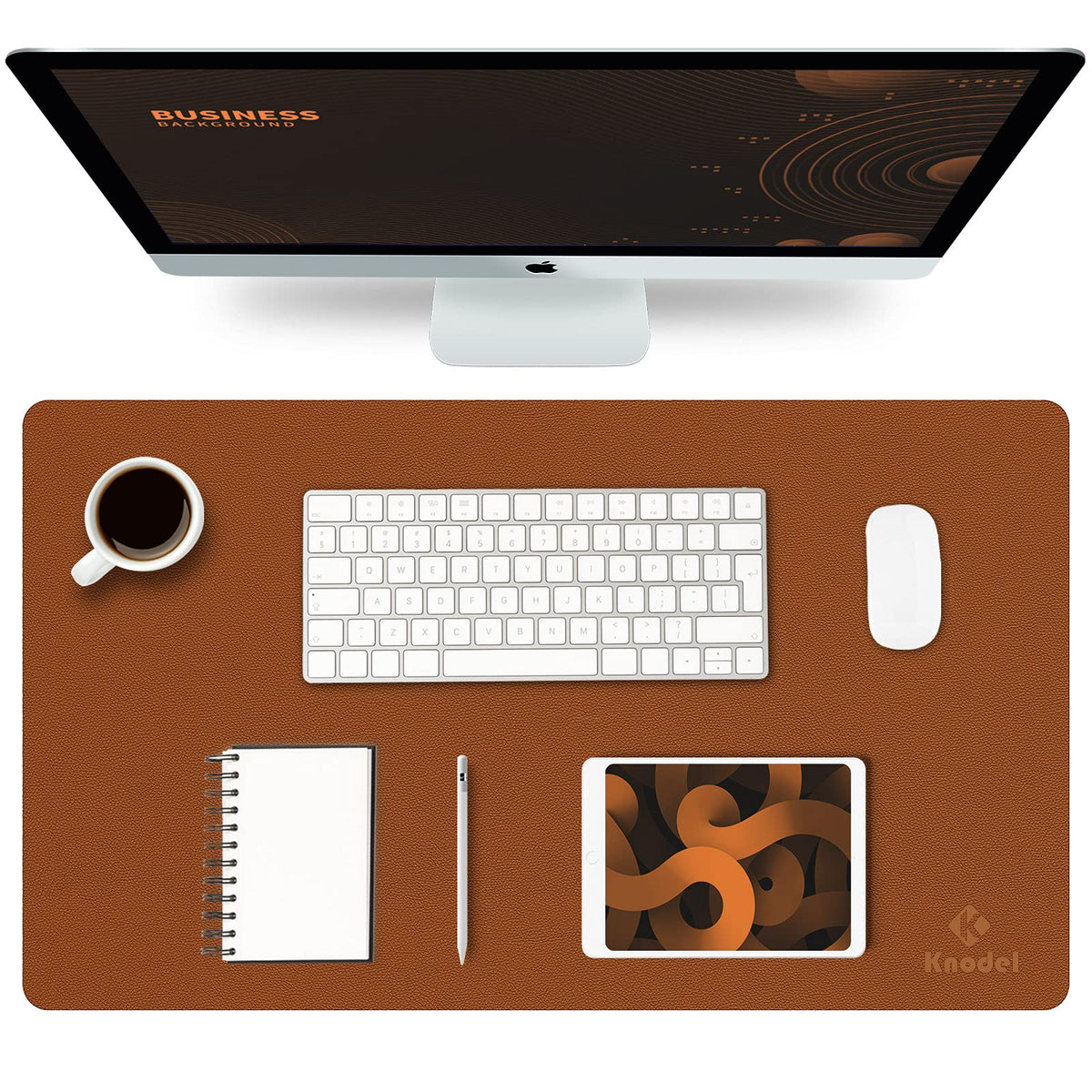 K KNODEL Large Office Desk Mat, Leather Mouse Pad (31.5"x15.7", Black)