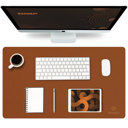 K KNODEL Large Office Desk Mat, Leather Mouse Pad (31.5"x15.7", Black)