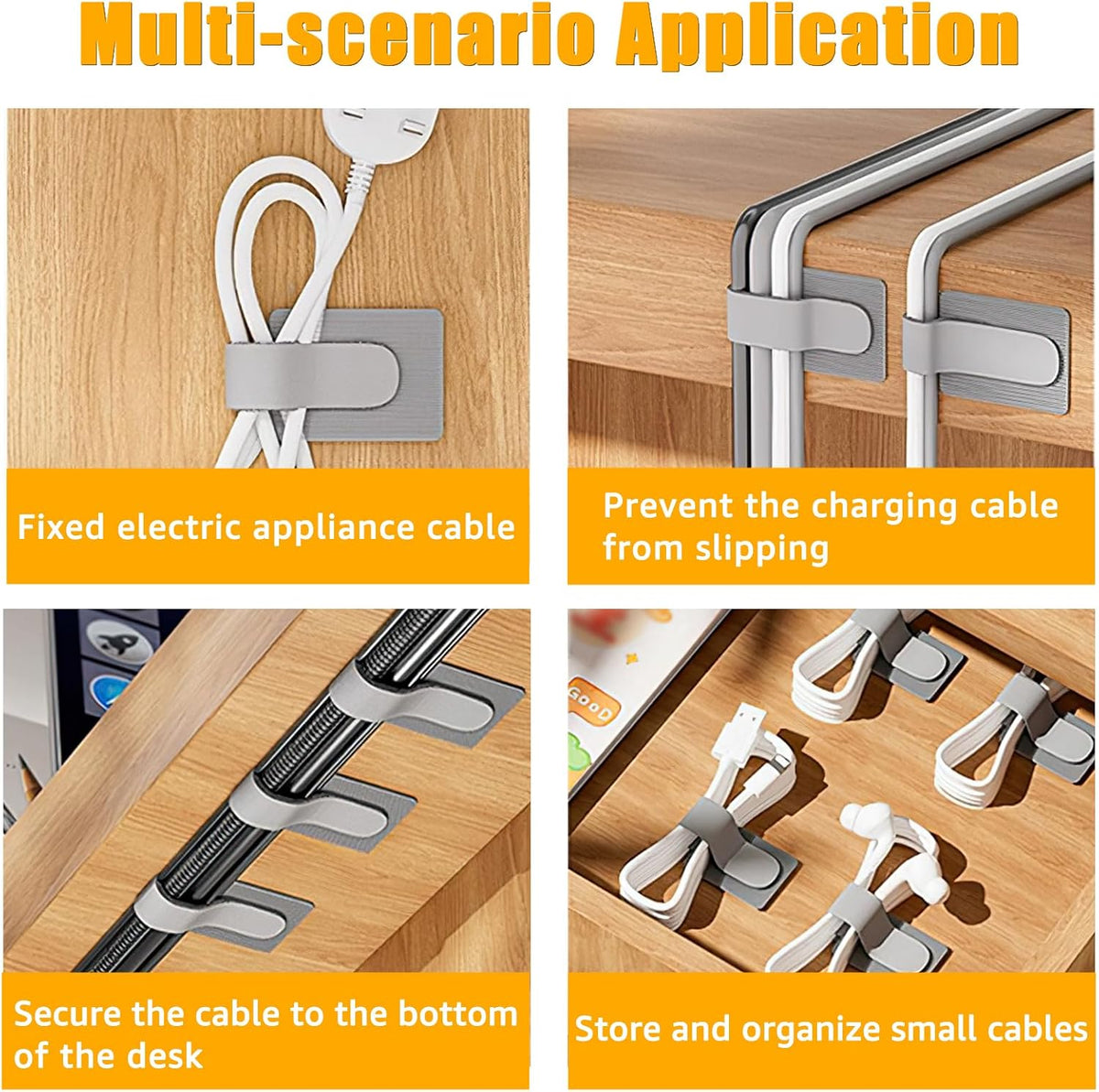 80PCS Hook and Loop Cable Straps, Cable Management Under Desk