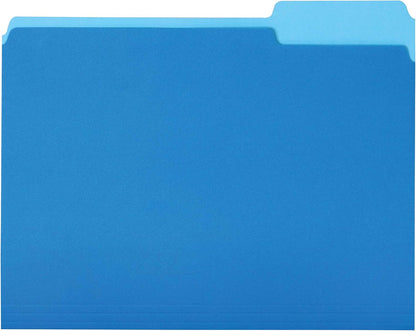 Amazon Basics File Folders for Organization, Letter Size, 1/3 Cut Tab, Sturdy with Tabs for Organizing and Filing, Blue, 36-Pack
