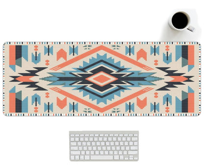 UTELKA Blue Desk Mat, Flroal Desk Matt for Desktop Mouse Pad 31.5x11.8