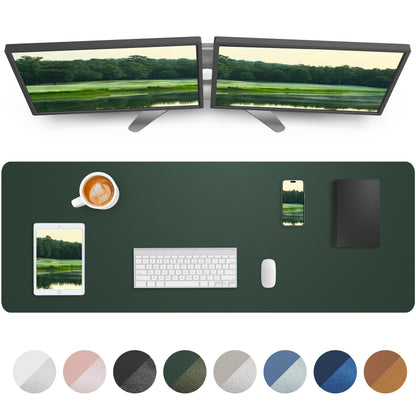 Leather Desk Pad Blotter,Mouse Pad,Office Desk Mat, Non-Slip PU Leather Desk mat,Large Desk mat,Waterproof Keyboard mat for Office/Home/Decor (Black,35" x 17")