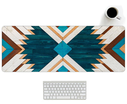 UTELKA Blue Desk Mat, Flroal Desk Matt for Desktop Mouse Pad 31.5x11.8