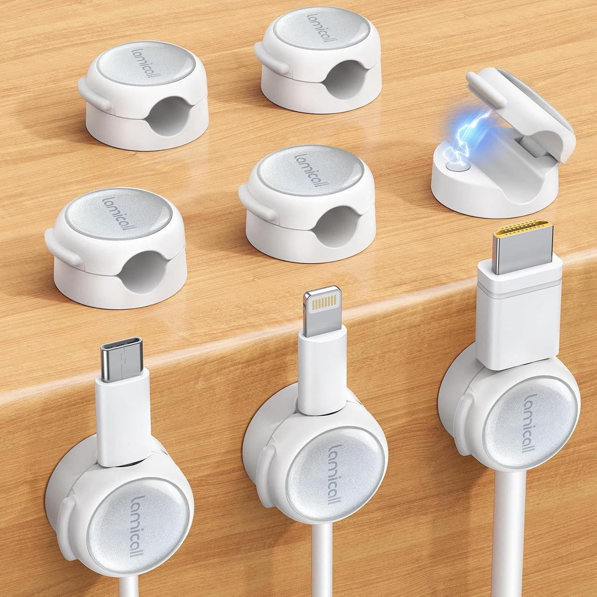 Lamicall 8 Pack Magnetic Cable Clips Cord Organizer - Silver Shine Design