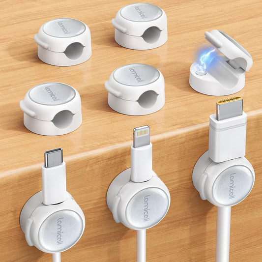Lamicall 8 Pack Magnetic Cable Clips Cord Organizer - Silver Shine Design