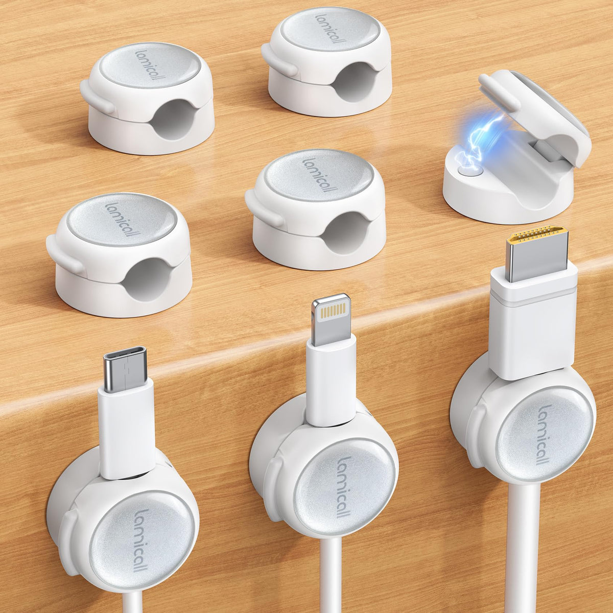 Lamicall 8 Pack Magnetic Cable Clips Cord Organizer - Silver Shine Design