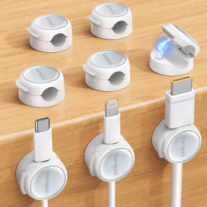 Lamicall 8 Pack Magnetic Cable Clips Cord Organizer - Silver Shine Design