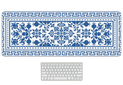 UTELKA Blue Desk Mat, Flroal Desk Matt for Desktop Mouse Pad 31.5x11.8