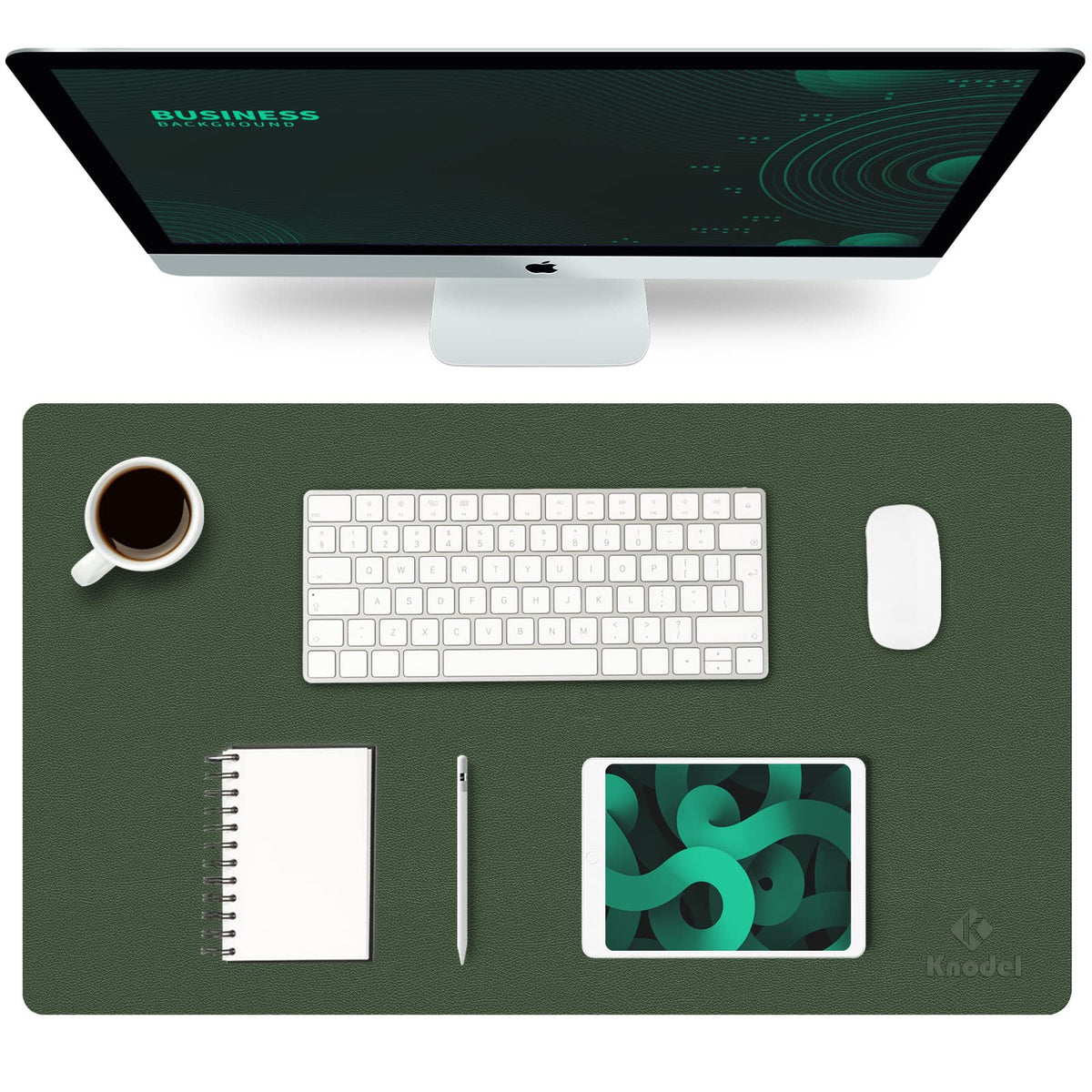 K KNODEL Large Office Desk Mat, Leather Mouse Pad (31.5"x15.7", Black)