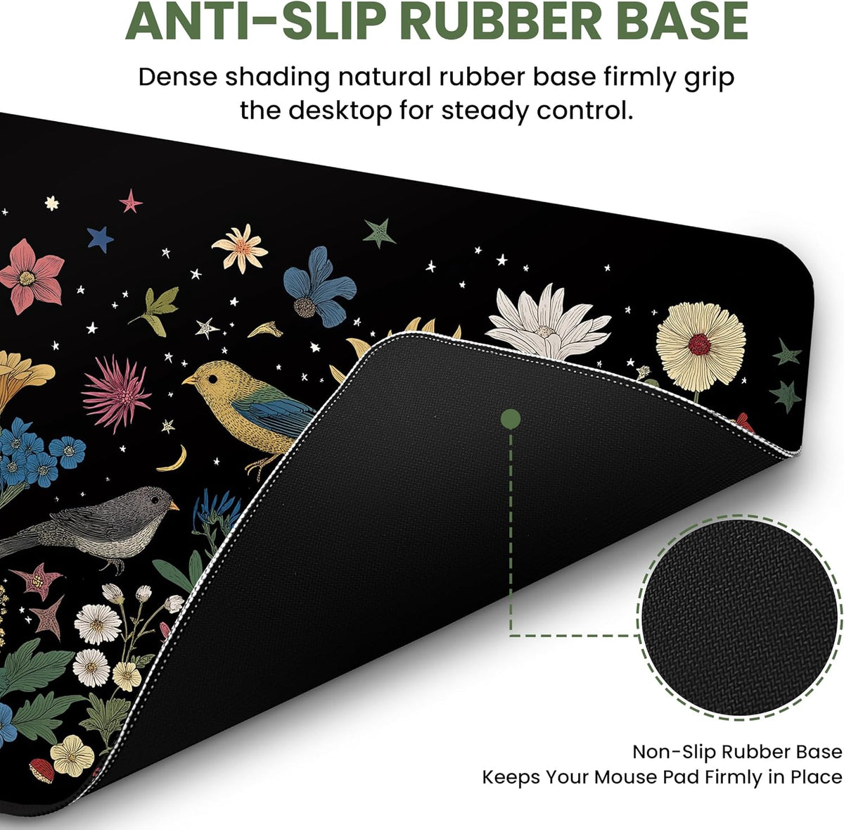 Aesthetic Desk Mat, Cute Enchanted Garden Desk Pad Protector for Work & Decor, 31.5" x 11.8", Pretty Non-Slip Extended Mouse Pad for Office or Home