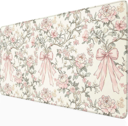 Checkered Desk Mat Cute Pink Pastel XXL Large Mouse Pad Aesthetic Boho Desk Pad with Stitched Edges, Office Decor Keyboard Pad Mouse Mat for Computer