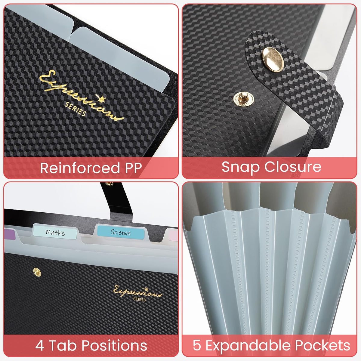 Sooez Accordion File Organizer, Expanding File Folder with Label, 5 Pocket