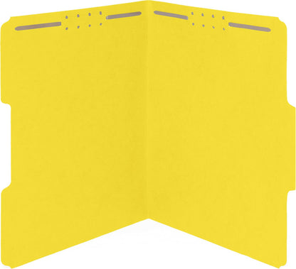 Blue Summit Supplies 50 Yellow Fastener File Folders, Letter, 1/3 Cut Tab