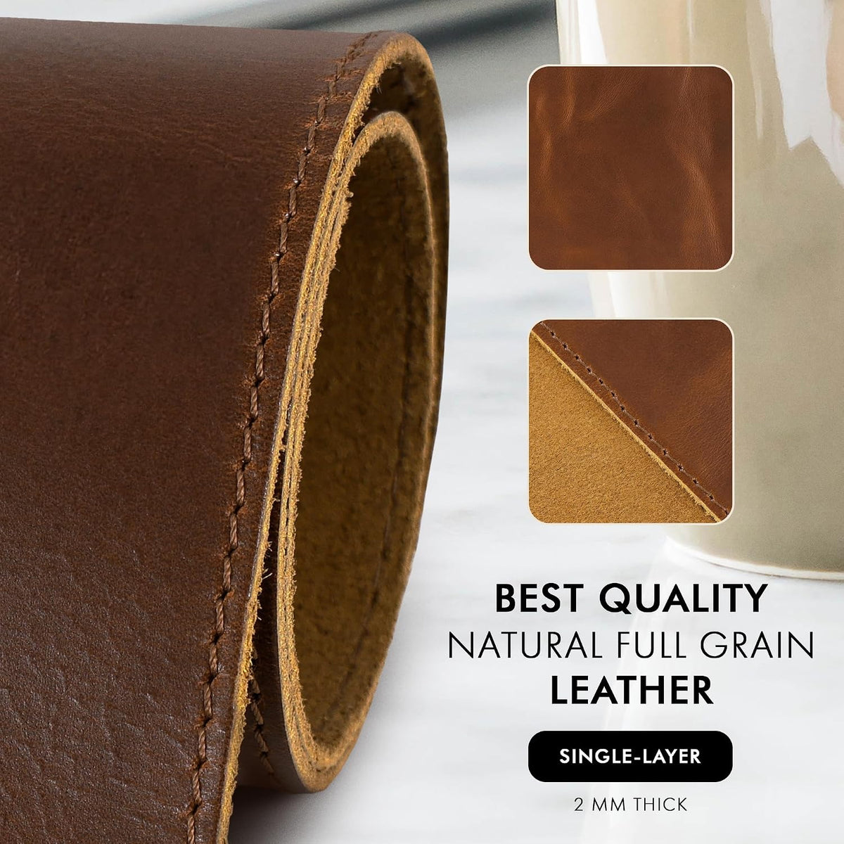 Elizo Real Leather Desk Mat Set (32x16) Large Desk Cover Desk Blotter Protector Computer Gaming Mouse Pad Table Laptop Office Desktop Accessories - Antique
