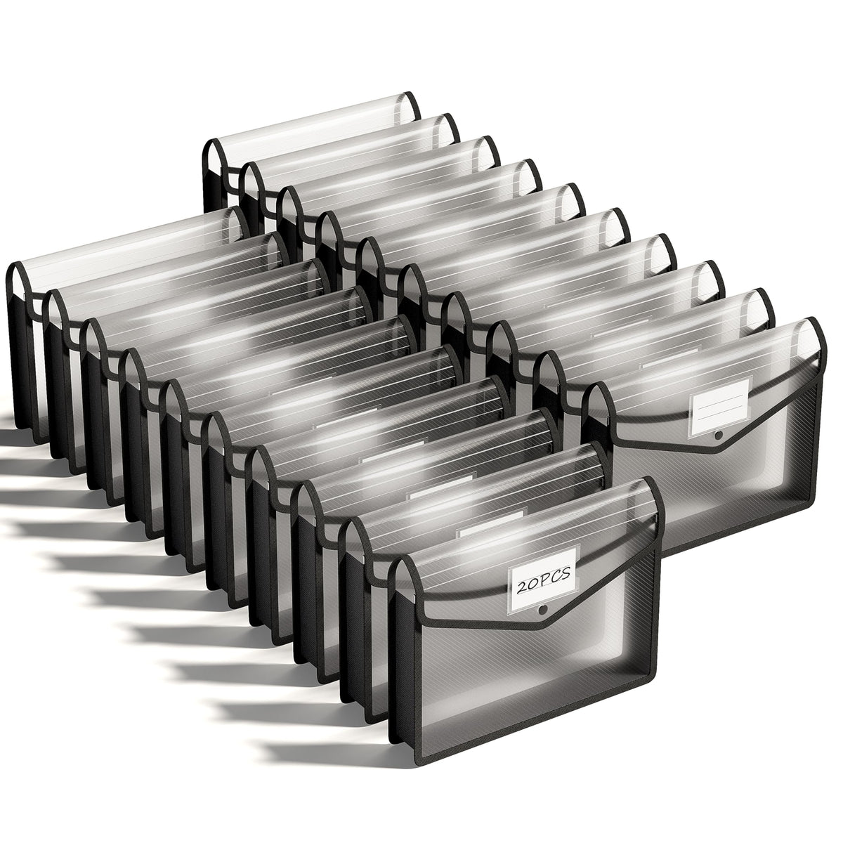 ThinkTex Plastic Expanding File Folders, Transparent Envelopes with Elastic
