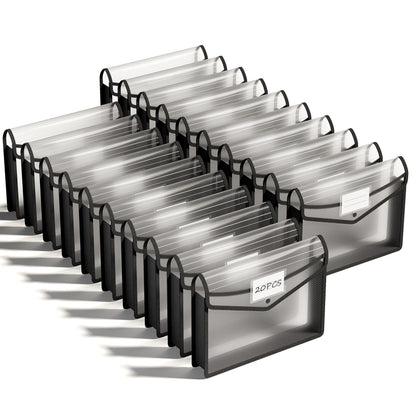 ThinkTex Plastic Expanding File Folders, Transparent Envelopes with Elastic