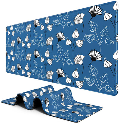 BOSOBO Extended Gaming Desk Mat, XXL Full Cover 31.5 x 11.8 Inches, Black Leopard Print