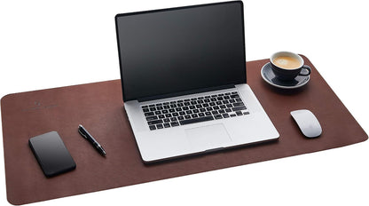 Gallaway Leather Desk Mat, Office Writing Desk Pad, Large 36" x 17" Dark Brown, for Top of Desks, Gift Ready Elegant Computer Desk Cover Protector PU Leather
