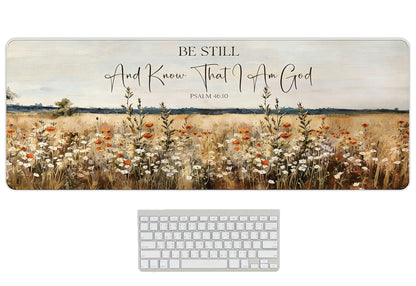 UTELKA Blue Desk Mat, Flroal Desk Matt for Desktop Mouse Pad 31.5x11.8