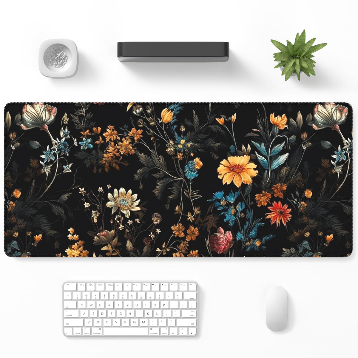 Desk Mat, Large Gaming Mouse Pad, 32" x 12", Boho Retro Floral
