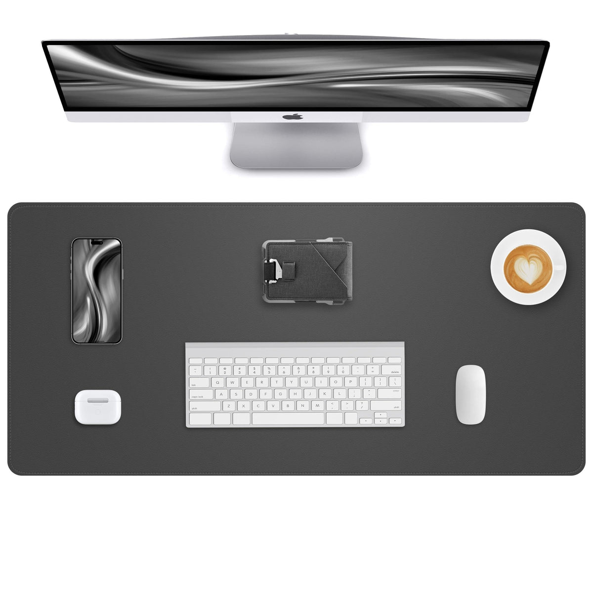 AFIING Desk Pad Protector 23.6" x 13.7" - Non-Slip Waterproof PU Leather Desk Mat for Mouse, Keyboard, Laptop, Office and Home Workspace (Beige)