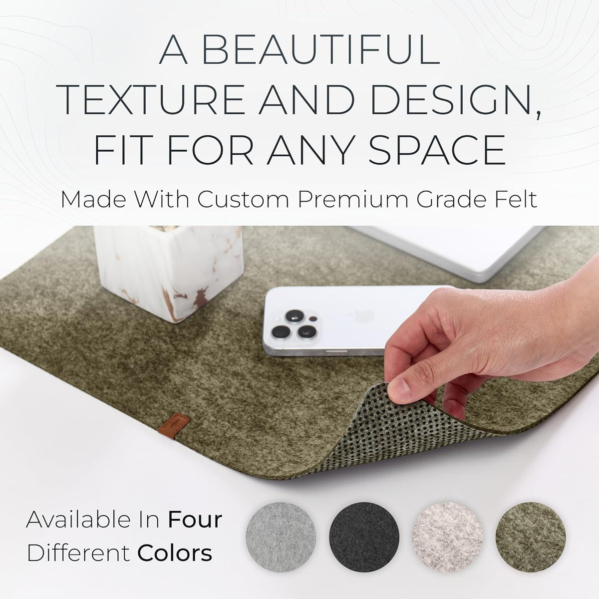 Nordik Felt Desk Mat - Large Felt Desk Pad - Timber Moss Green 35 x 17 in
