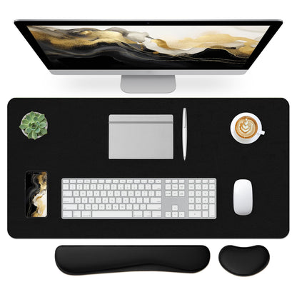 Leather Desk Pad, Mouse Pad, Non-Slip Desk Protector Mat, Leather Desk Blotter, Computer Desk Pad, Waterproof Desk Mat for Office Home Decor - Beige (31.5×15.7 Inches)