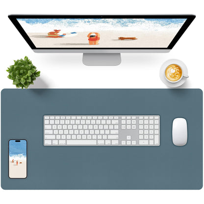 Leather Desk Pad, Mouse Pad, Non-Slip Desk Protector Mat, Leather Desk Blotter, Computer Desk Pad, Waterproof Desk Mat for Office Home Decor - Beige (31.5×15.7 Inches)
