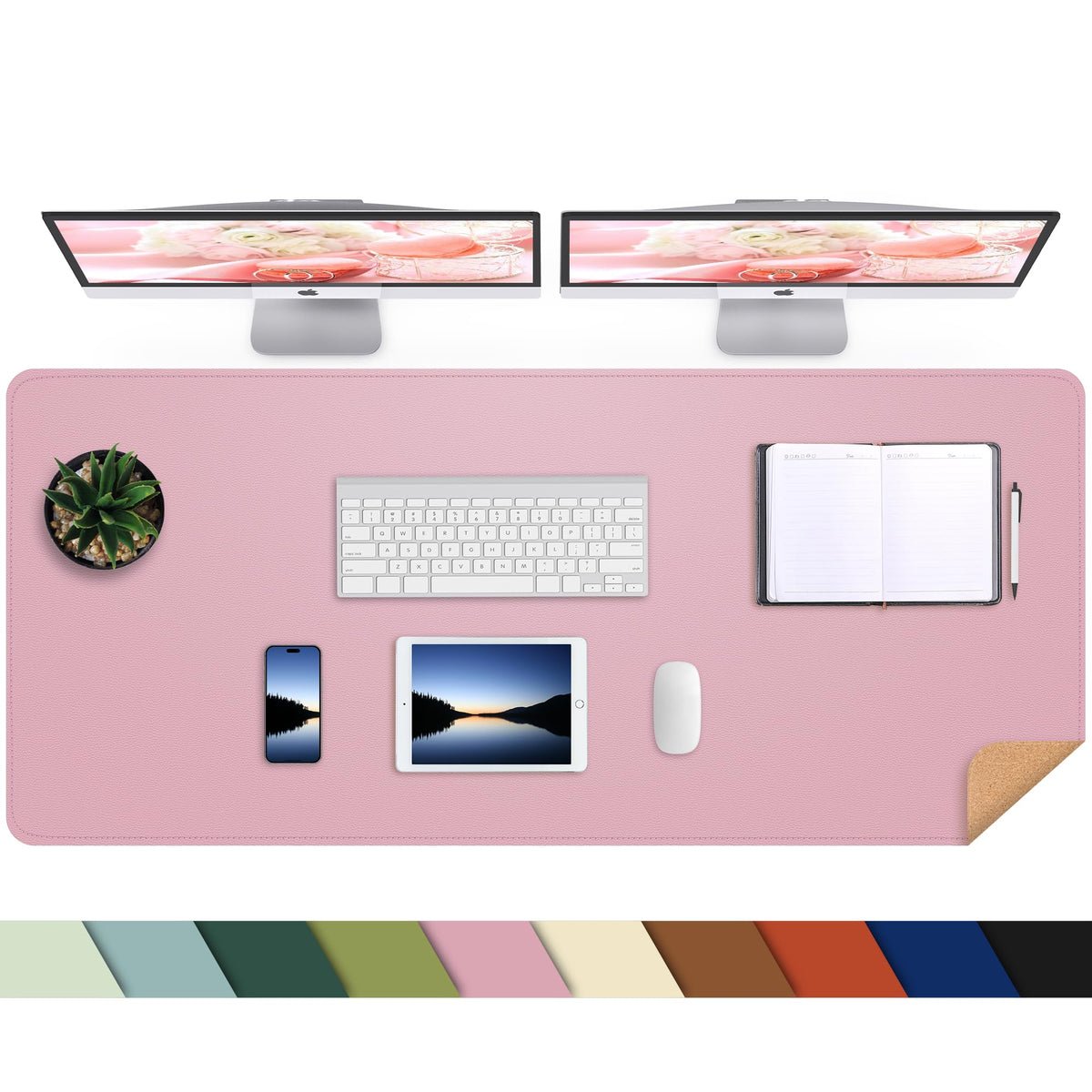 AFIING Large Desk Mat, 47" x 17", Black
