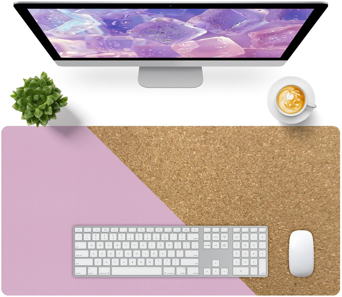 Leather Desk Pad, Mouse Pad, Non-Slip Desk Protector Mat, Leather Desk Blotter, Computer Desk Pad, Waterproof Desk Mat for Office Home Decor - Beige (31.5×15.7 Inches)