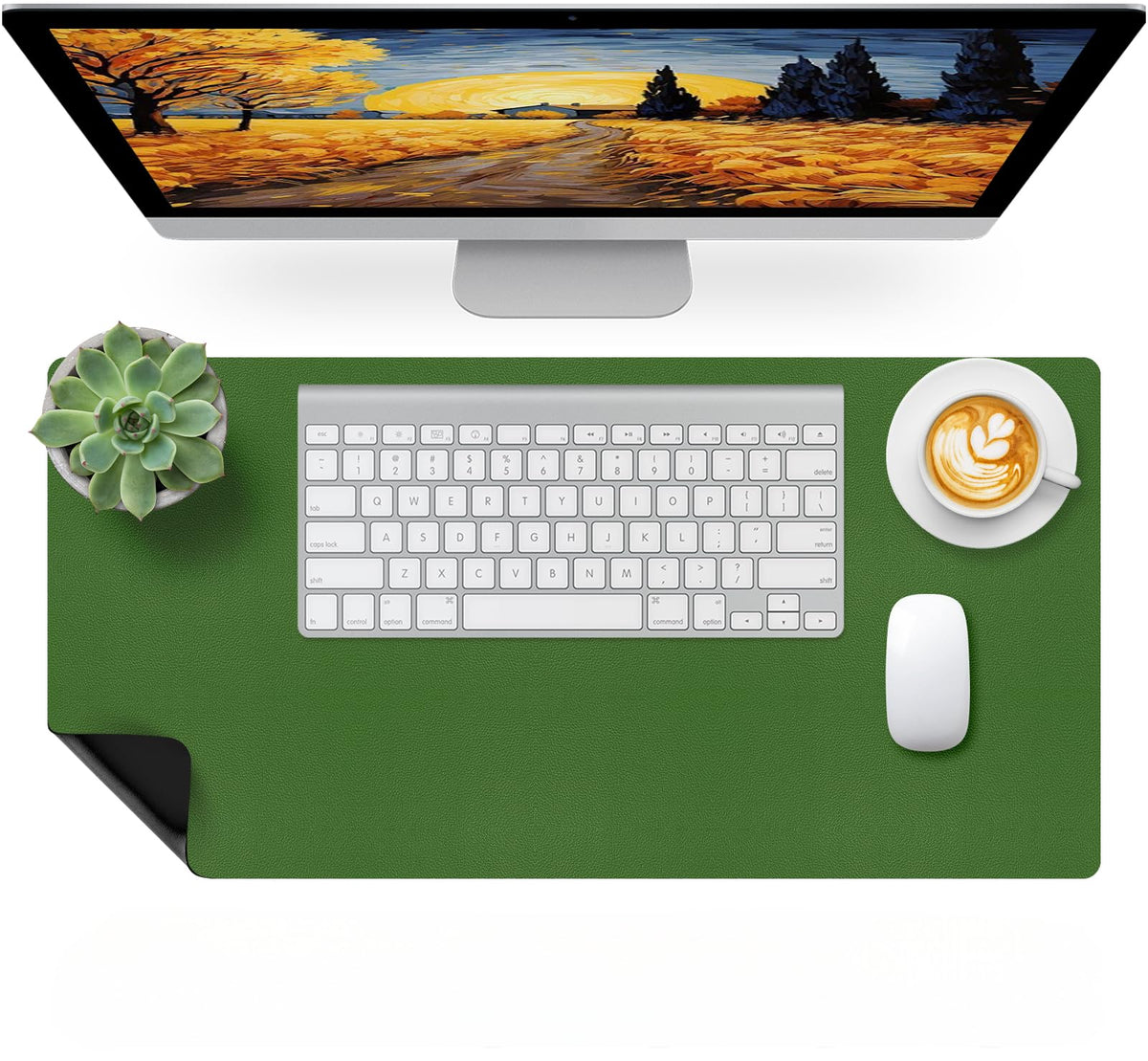 Bloss Blue Leather Desk Mat Protector,Leather Mouse Pad,Laptop Protector Desks Mat,Office Desks Mats,Keyboard Desks Mats,Computer Mat,Dual-Side Waterproof Desk Writing Pad for Office/Home.23.6"x 13.8"