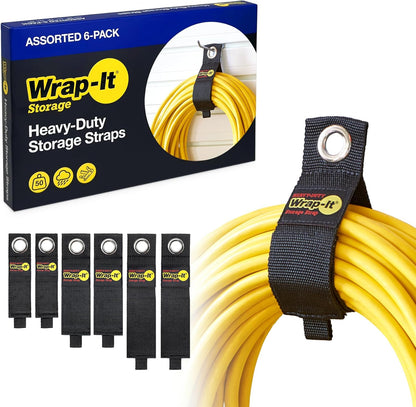 Heavy-Duty Wrap-It Storage Straps - Assorted 6-Pack