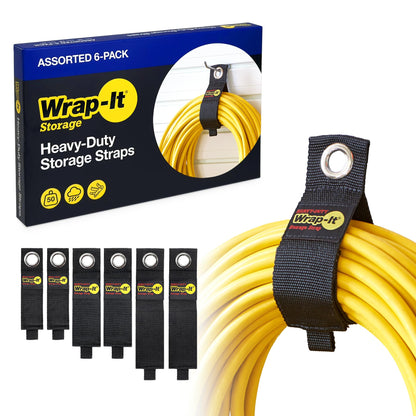 Heavy-Duty Wrap-It Storage Straps - Assorted 6-Pack