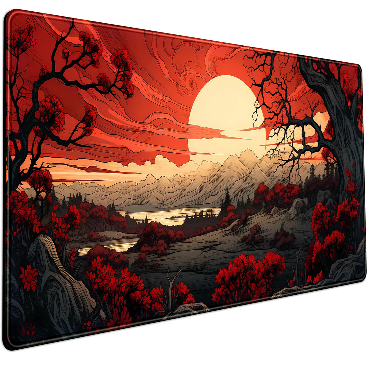 Boho Aesthetic Desk Mat Wildflowers Large Mouse Pad Gaming Desk Pad, XXL Keyboard Mat Full Desktop Women Office Desk Accessories with Stitched Edges Anti-Slip Funny Deskpad, 31.5 X 15.8 in