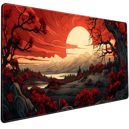 Boho Aesthetic Desk Mat Wildflowers Large Mouse Pad Gaming Desk Pad, XXL Keyboard Mat Full Desktop Women Office Desk Accessories with Stitched Edges Anti-Slip Funny Deskpad, 31.5 X 15.8 in