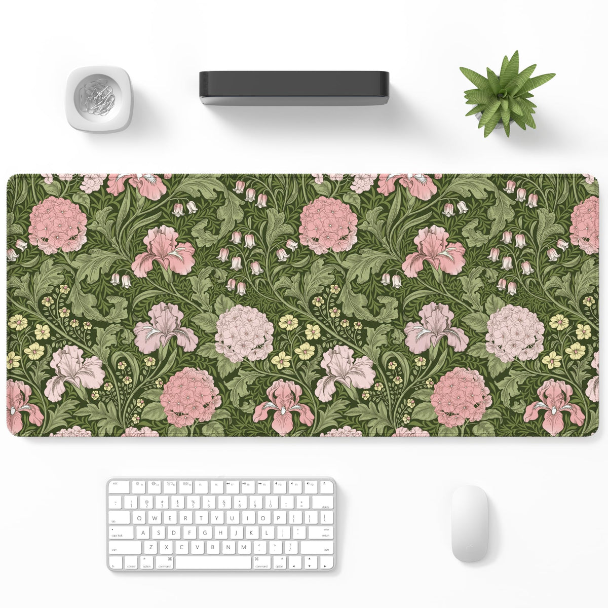 Desk Mat, Large Gaming Mouse Pad, 32" x 12", Boho Retro Floral