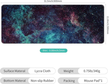 Large Thin Mouse Pad with Stitched Edges, Galaxy Space