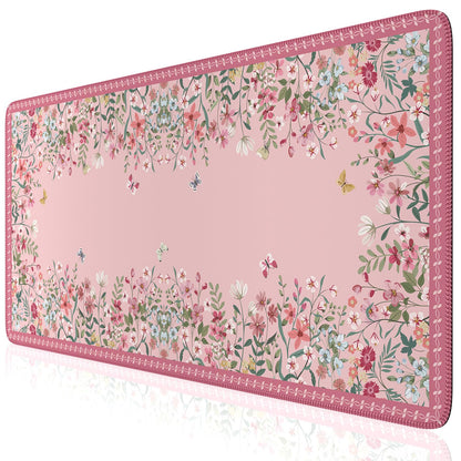 iCasso Desk Mat,Mouse Pad for Office Desk,35.4x15.7in,Pink Flowers