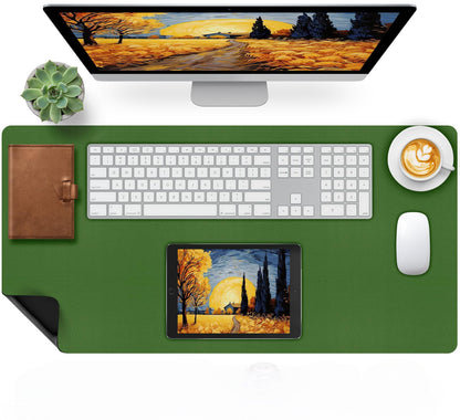 Bloss Blue Leather Desk Mat Protector,Leather Mouse Pad,Laptop Protector Desks Mat,Office Desks Mats,Keyboard Desks Mats,Computer Mat,Dual-Side Waterproof Desk Writing Pad for Office/Home.23.6"x 13.8"