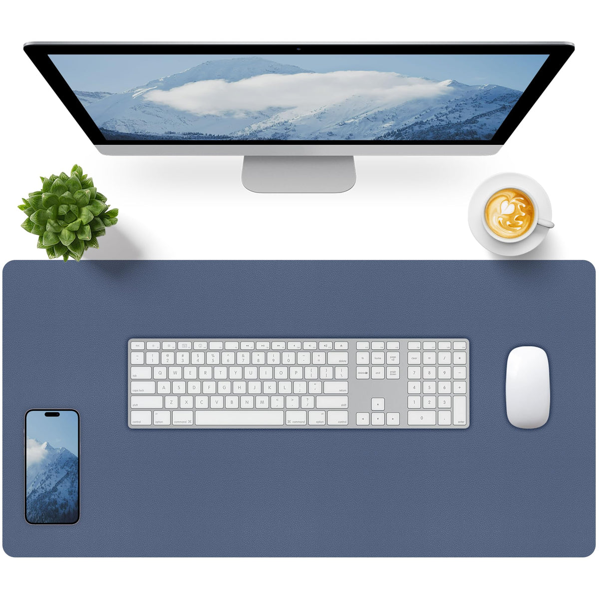 Leather Desk Pad, Mouse Pad, Non-Slip Desk Protector Mat, Leather Desk Blotter, Computer Desk Pad, Waterproof Desk Mat for Office Home Decor - Beige (31.5×15.7 Inches)
