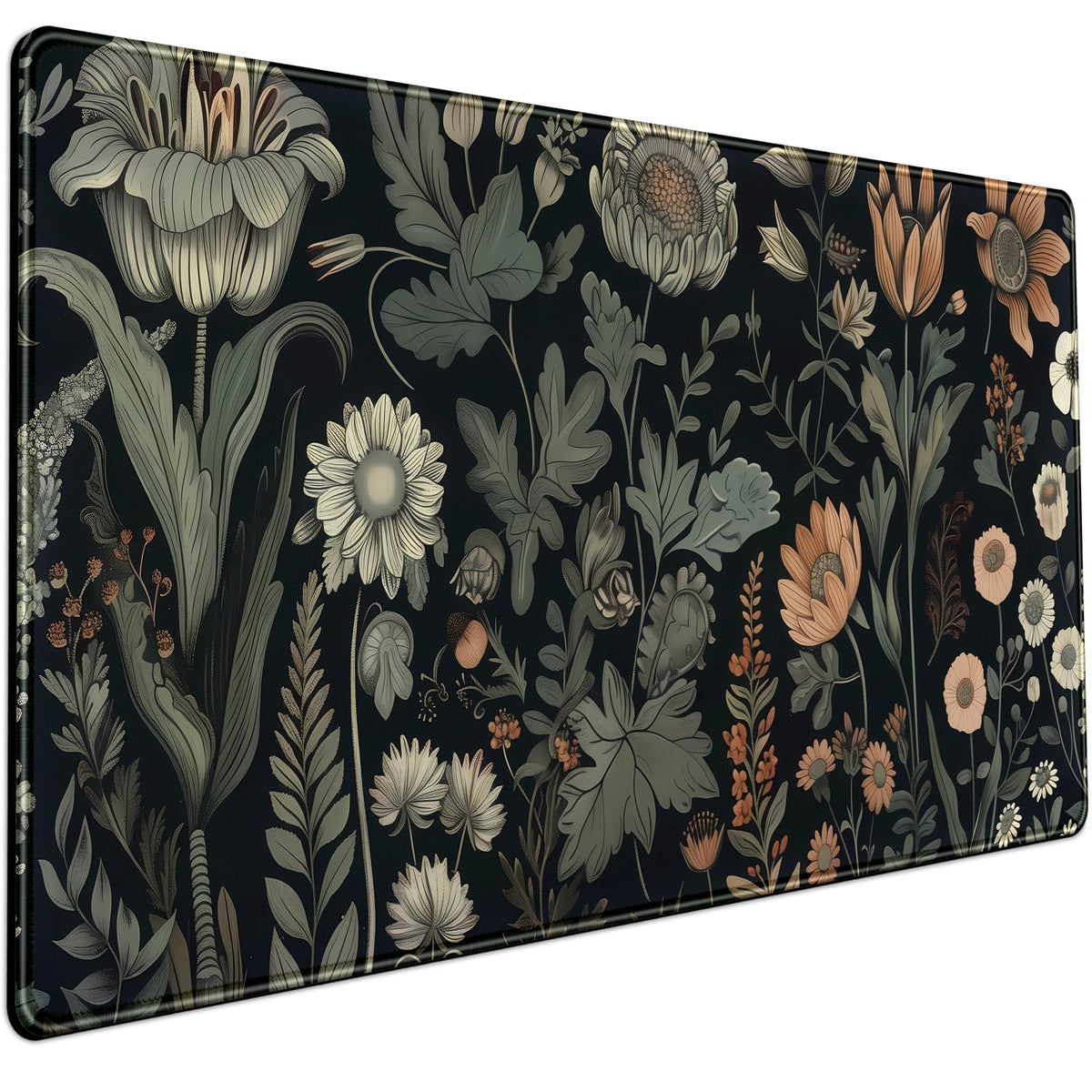 Boho Aesthetic Desk Mat Wildflowers Large Mouse Pad Gaming Desk Pad, XXL Keyboard Mat Full Desktop Women Office Desk Accessories with Stitched Edges Anti-Slip Funny Deskpad, 31.5 X 15.8 in
