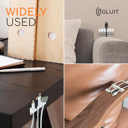 Cord Organizer for Desk, Nightstand Cable Holder, 5 Pack, Multislot, White