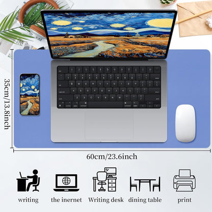 Bloss Blue Leather Desk Mat Protector,Leather Mouse Pad,Laptop Protector Desks Mat,Office Desks Mats,Keyboard Desks Mats,Computer Mat,Dual-Side Waterproof Desk Writing Pad for Office/Home.23.6"x 13.8"