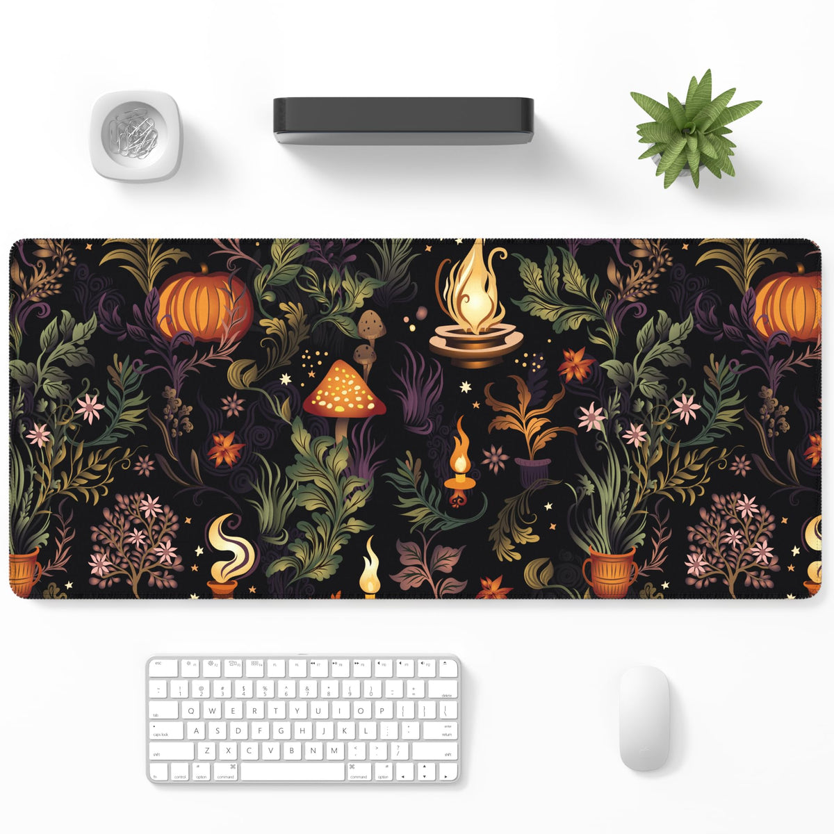 Desk Mat, Large Gaming Mouse Pad, 32" x 12", Boho Retro Floral