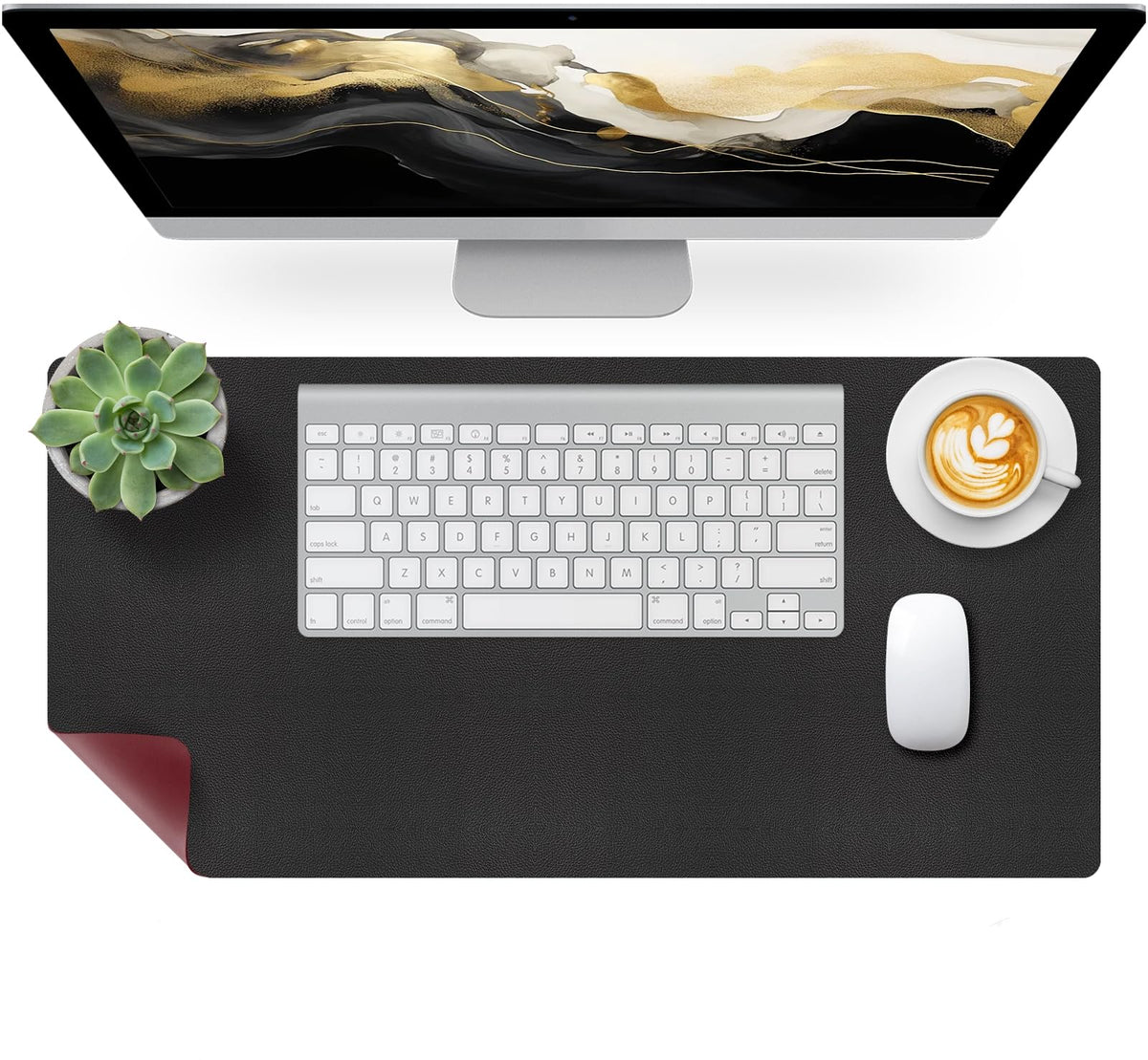 Bloss Blue Leather Desk Mat Protector,Leather Mouse Pad,Laptop Protector Desks Mat,Office Desks Mats,Keyboard Desks Mats,Computer Mat,Dual-Side Waterproof Desk Writing Pad for Office/Home.23.6"x 13.8"
