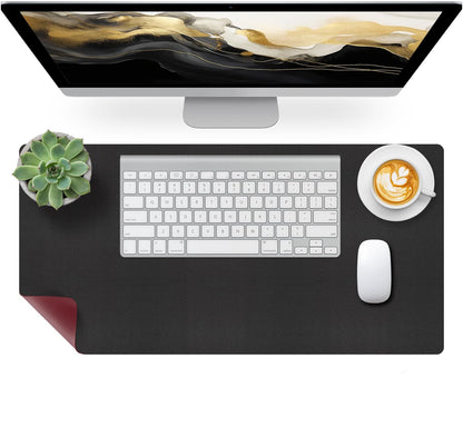 Bloss Blue Leather Desk Mat Protector,Leather Mouse Pad,Laptop Protector Desks Mat,Office Desks Mats,Keyboard Desks Mats,Computer Mat,Dual-Side Waterproof Desk Writing Pad for Office/Home.23.6"x 13.8"