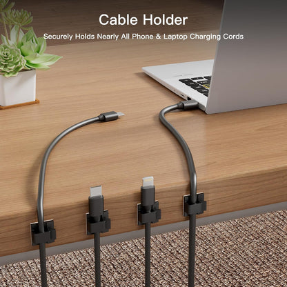 30 Pcs Small Black Adhesive Cable Clips for Cord Management Under Desk Nightstand Phone PC Charger Plug Speaker TV Cord Holder Keeper Hook Wall Wire Organizer Car Dash Cam Ethernet Christmas Light