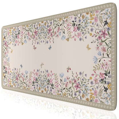 iCasso Desk Mat,Mouse Pad for Office Desk,35.4x15.7in,Pink Flowers