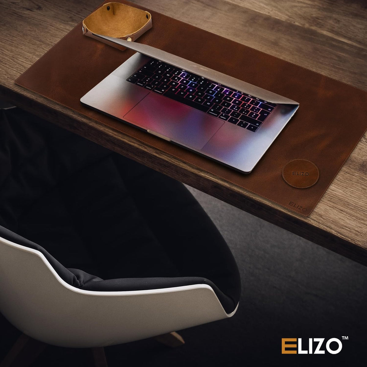 Elizo Real Leather Desk Mat Set (32x16) Large Desk Cover Desk Blotter Protector Computer Gaming Mouse Pad Table Laptop Office Desktop Accessories - Antique